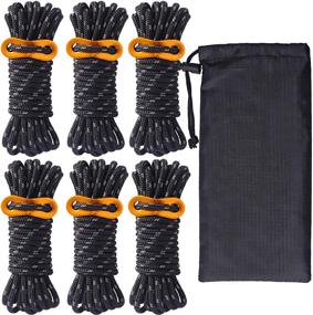 img 4 attached to 🏕️ Versatile 6 Pack 4mm Outdoor Guy Lines: Lightweight Camping Rope with Aluminum Guylines Adjuster Tensioner Pouch for Tent Tarp, Canopy Shelter, Camping, Hiking, Backpacking