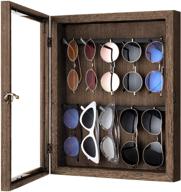 🕶️ rustic wood wall mounted sunglasses organizer: mkono eyewear display holder & dust-proof case for closet and entryway – brown логотип