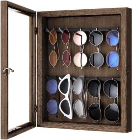 img 4 attached to 🕶️ Rustic Wood Wall Mounted Sunglasses Organizer: Mkono Eyewear Display Holder & Dust-Proof Case for Closet and Entryway – Brown