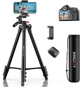 img 4 attached to 📷 KINGJOY 53-inch Aluminum Phone Tripod for Travel/Camera, Maximum Load 6.6lbs, Remote Shutter, Carrying Bag, Compatible with Smartphone, Tablet, and Camera