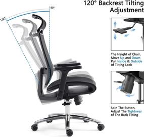 img 2 attached to 🪑 BILKOH Ergonomic Office Chair: High Back Mesh Seat with Adjustable Lumbar Support, Breathable Headrest & 3D Armrest - Reclining Task Chair for Height and Comfortable Computer Work