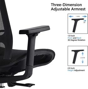 img 1 attached to 🪑 BILKOH Ergonomic Office Chair: High Back Mesh Seat with Adjustable Lumbar Support, Breathable Headrest & 3D Armrest - Reclining Task Chair for Height and Comfortable Computer Work