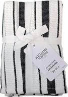 🧼 набор из 4 черных полотенец williams-sonoma с классическими полосками для посуды логотип