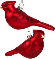 🎄 elcoho 2-pack christmas tree ornaments, handcrafted red bird glass blown ornaments - northern cardinal design логотип