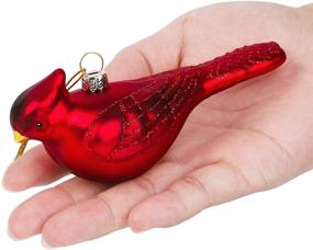 img 1 attached to 🎄 ELCOHO 2-Pack Christmas Tree Ornaments, Handcrafted Red Bird Glass Blown Ornaments - Northern Cardinal Design