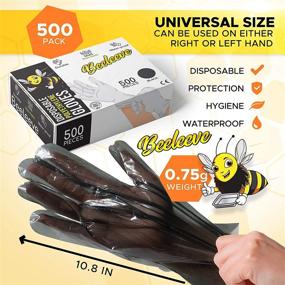 img 3 attached to 🧤 BEELEEVE [500-Box] Disposable Plastic Poly Gloves - Food Safe Handling, Kitchen, Cooking, Waterproof - Bulk Size and Color Options