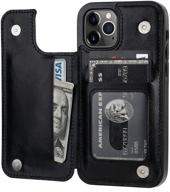 💼 onetop iphone 12 pro wallet case - pu leather kickstand card holder & shockproof cover (6.1 inch, black) logo