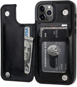 img 4 attached to 💼 ONETOP iPhone 12 Pro Wallet Case - PU Leather Kickstand Card Holder & Shockproof Cover (6.1 Inch, Black)