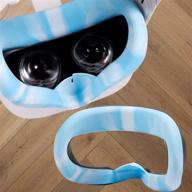 🌟 blue-white devansi vr silicone face cover - eye protection, sweatproof, lightproof, and anti-leakage for oculus quest 2 logo