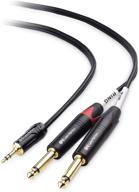 cable matters 3.5mm trs to dual 6.35mm ts breakout cable - 6 feet, 1/8 to dual 1/4 audio cable logo