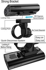 img 1 attached to 🔦 EILIOC USB Rechargeable Bicycle Lights - 1200 Lumens Front and Back Bike Lights with Powerful 6400mAh Battery - Easy Mount Cycling Lights for MTB and Road Bikes - 5/3 Modes, 2A Input