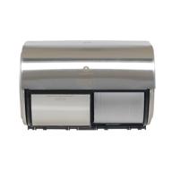 compact 2-roll side-by-side coreless high-capacity toilet paper dispenser by gp pro (georgia-pacific) logo