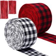 🎁 uratot 2 rolls christmas gingham wired edge ribbons: plaid burlap wrapping ribbon + twist ties for crafts, christmas floral bows & party decorations - ideal craft supplies logo
