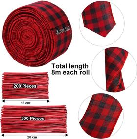 img 3 attached to 🎁 URATOT 2 Rolls Christmas Gingham Wired Edge Ribbons: Plaid Burlap Wrapping Ribbon + Twist Ties for Crafts, Christmas Floral Bows & Party Decorations - Ideal Craft Supplies