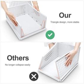 img 1 attached to 🗄️ Homde Stackable Closet Organizer 3-Pack (16.73 x 13.11 x 7.36 inches) - Clothes & Toy Storage Containers, Large Capacity Plastic T-Shirt Organizer, Collapsible Food Rack, White, Ideal for Wardrobe