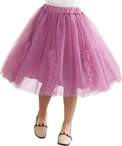 img 4 attached to 👗 Cute Knee Length Voile Skirt with Elastic Waistband for Girls, 3-12Y - Happy Cherry Tutu Skirt