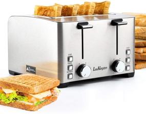 img 4 attached to 🍞 LauKingdom Stainless Steel 4 Slice Wide Slot Toaster - 6 Shade Settings, Defrost/Cancel Button, 1500W, Silver