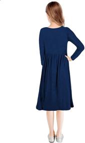 img 2 attached to KYMIDY Sleeve Button Casual Pleated Girls' Clothing for Dresses