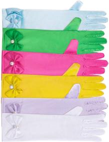 img 3 attached to 6 Pairs Princess Dress Up Satin Gloves with Long Bows - Perfect for Formal Parties