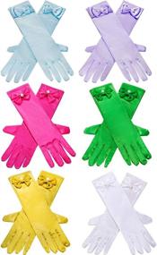 img 4 attached to 6 Pairs Princess Dress Up Satin Gloves with Long Bows - Perfect for Formal Parties