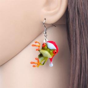 img 3 attached to 🐸 Cute Christmas Hat Frog Earrings: Charming Dangle Drops for Women and Girls – Unique Jewelry by WEVENI