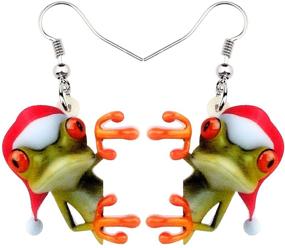 img 4 attached to 🐸 Cute Christmas Hat Frog Earrings: Charming Dangle Drops for Women and Girls – Unique Jewelry by WEVENI