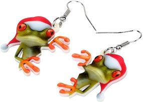 img 2 attached to 🐸 Cute Christmas Hat Frog Earrings: Charming Dangle Drops for Women and Girls – Unique Jewelry by WEVENI