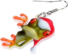 img 1 attached to 🐸 Cute Christmas Hat Frog Earrings: Charming Dangle Drops for Women and Girls – Unique Jewelry by WEVENI