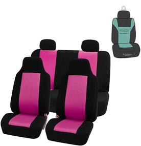 img 4 attached to FH Group FB102114 Classic Cloth Seat Covers (Pink) Full Set With Gift – Universal Fit For Cars Trucks &Amp