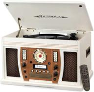 🎵 victrola aviator 8-in-1 bluetooth record player and multimedia center - white, 3-speed turntable, vinyl to mp3, wireless music streaming logo