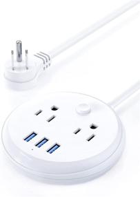 img 4 attached to 💡 Compact USB Desktop Power Strip by KOOSLA - 2 Outlets, 3 USB Ports, Flat Plug, Non-Surge Protection Nightstand Power Station for Travel, Cruise Ship, Home, Dorm Room - Essential Desk Accessories