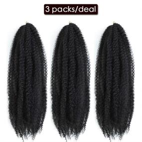 img 2 attached to 🔗 Dansama Marley Hair: 24 Inch Afro Twist Braiding Hair for Faux Locs - 3 Pack Synthetic Extensions (1B)