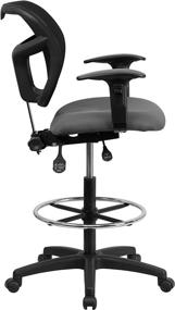 img 1 attached to Mid Back Drafting Stool Fabric WL A7671SYG BK AD GG