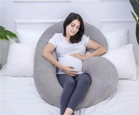 img 1 attached to 🤰1 Подушка для беременных MIDDLE ONE, Ортопедическая подушка для всего тела в форме буквы C для поддержки беременности, Подушка для сна беременных женщин с бархатным чехлом - Темно-серый