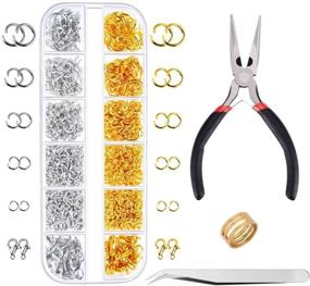 img 4 attached to 📿 Paxcoo 1200Pcs Open Jump Rings and Lobster Clasps Jewelry Findings Kit with Pliers for Jewelry Making - Silver and Gold Variety Set