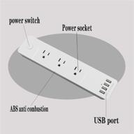 💡 белая полоска с защитой от скачков напряжения с 3 розетками, 4 портами usb (5v/2.4a), кнопкой включения/выключения, 5.9-футовым удлинителем, сертификацией fcc - идеально подходит для iphone, ipad, планшетов, компьютеров, домашнего офиса, поездок. логотип