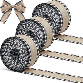 img 4 attached to 🎄 Versatile 30 Yard x 2 Inch Christmas Wired Edge Ribbon: Buffalo Plaid, Burlap, Craft, and Wrapping Ribbon for Christmas Wedding Bow Craft Making – Black and White