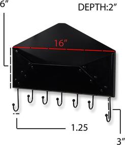 img 3 attached to Streamline Your Entryway with Wallniture's 16 Inch Organizer Rack: Wall Mountable Key Hangers, Mail Holder Steel Black