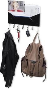 img 2 attached to Streamline Your Entryway with Wallniture's 16 Inch Organizer Rack: Wall Mountable Key Hangers, Mail Holder Steel Black