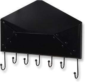 img 1 attached to Streamline Your Entryway with Wallniture's 16 Inch Organizer Rack: Wall Mountable Key Hangers, Mail Holder Steel Black