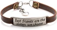 👭 women's friendship jewelry vintage leather bracelet: inspirational engraved gift for sisters and friends on birthdays, christmas logo