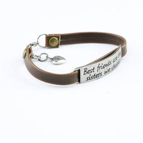 img 2 attached to 👭 Women's Friendship Jewelry Vintage Leather Bracelet: Inspirational Engraved Gift for Sisters and Friends on Birthdays, Christmas