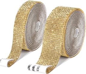 img 4 attached to Enhance Your Car and Gifts with 2 Rolls/4 Yards of Gold Self Adhesive Crystal Rhinestone Diamond Ribbon - DIY Bling Rhinestone Sticker for Glittering Car and Gift Decoration