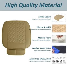 img 2 attached to 🚗 TANGSHUO Car Seat Cushion - 1.2 inch Comfort Memory Foam - Breathable Scrubbed Leather - Non Slip Bottom - Car & Office Chair - Beige