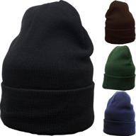 abote 4 pack beanies winter hats for men & women: warm knitted cap assortment (black/dark blue/dark green/brown) logo