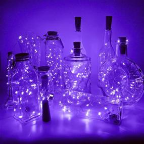 img 3 attached to 🍷 PheiLa 10 Pack Wine Bottle Lights with Cork - Battery Operated Purple Cork Fairy Lights Waterproof 3.3ft Silver Wire String Light for Jar Party Wedding Christmas Festival Bar Decoration