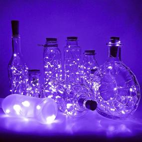 img 4 attached to 🍷 PheiLa 10 Pack Wine Bottle Lights with Cork - Battery Operated Purple Cork Fairy Lights Waterproof 3.3ft Silver Wire String Light for Jar Party Wedding Christmas Festival Bar Decoration