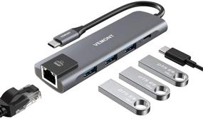 img 4 attached to 💻 5-in-1 USB-C Hub: Multiport Adapter with Gigabit Ethernet, USB 3.0 Hub, 100W Power Delivery - Ideal for MacBook Pro and USB-C Devices