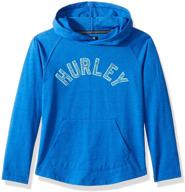 👕 hurley big boy's long sleeve hooded pullover sweater in hyper cobalt blue logo - size m logo