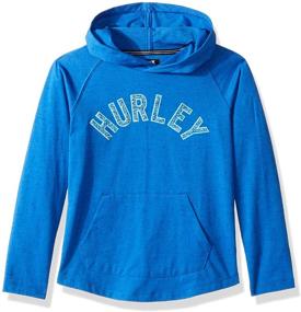 img 2 attached to 👕 Hurley Big Boy's Long Sleeve Hooded Pullover Sweater in Hyper Cobalt Blue Logo - Size M